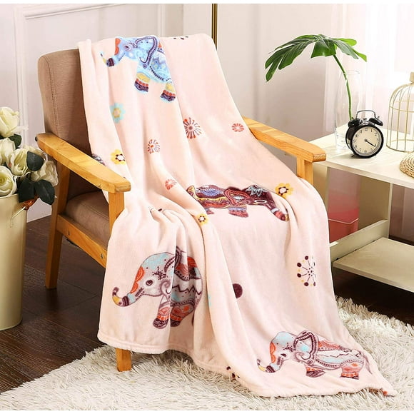 Pedafut Elephant Blanket Soft Fleece Blanket Flannel All Season Light Weight Living Room/Bedroom Luxurious Deco Warm Blanket,50X40 